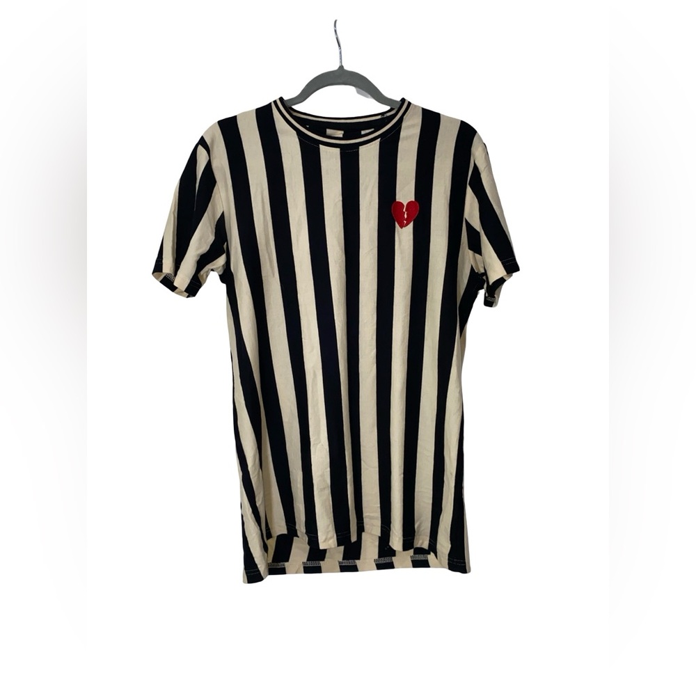 Ricky Singh Striped Men's Tee‎ with Heart embroidered size S